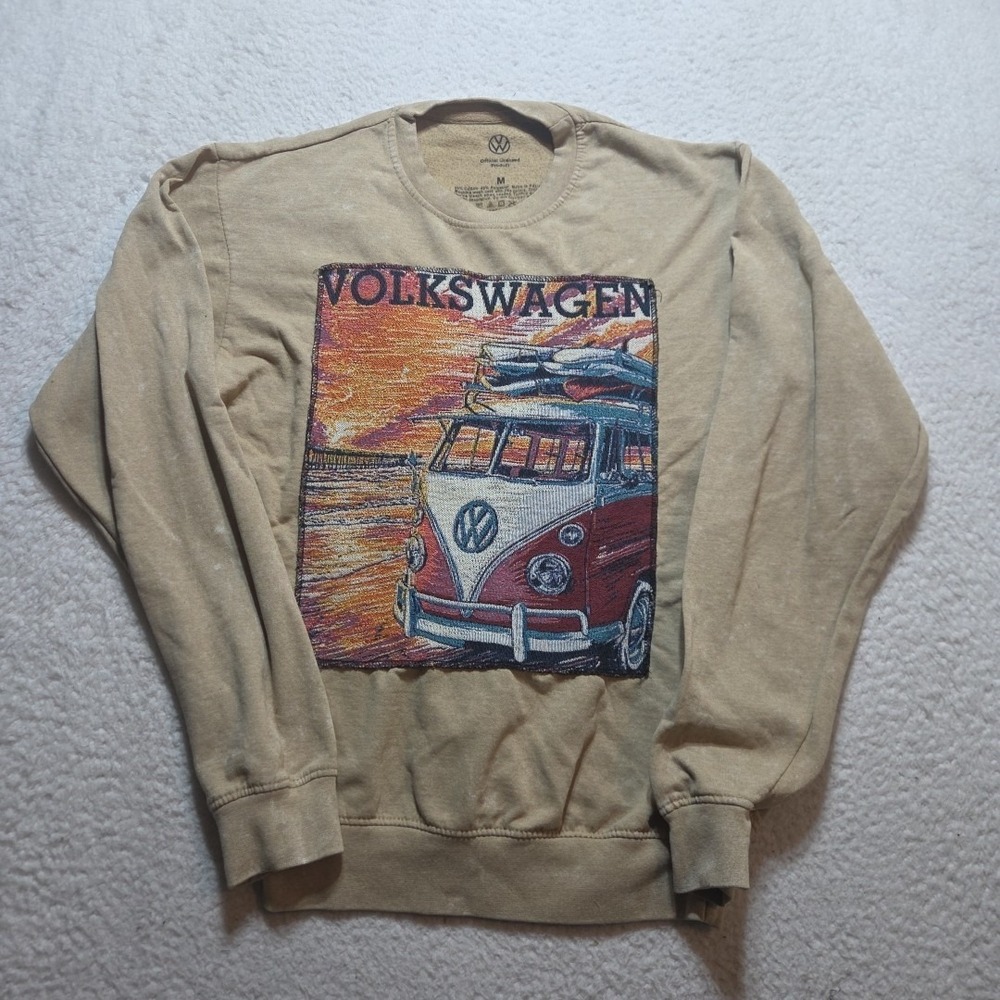 Volkswagen Officially Licensed Sweatshirt Taupe Medium Crewneck Woven‎